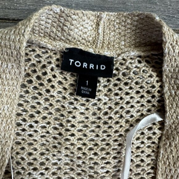Torrid Open Front Cardigan Size 1 XL Knit Long Cream - Picture 2 of 4